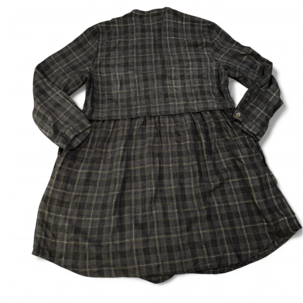 Zara olive and Black plaid Shirt dress with long sleeves and pockets - Picture 2 of 9